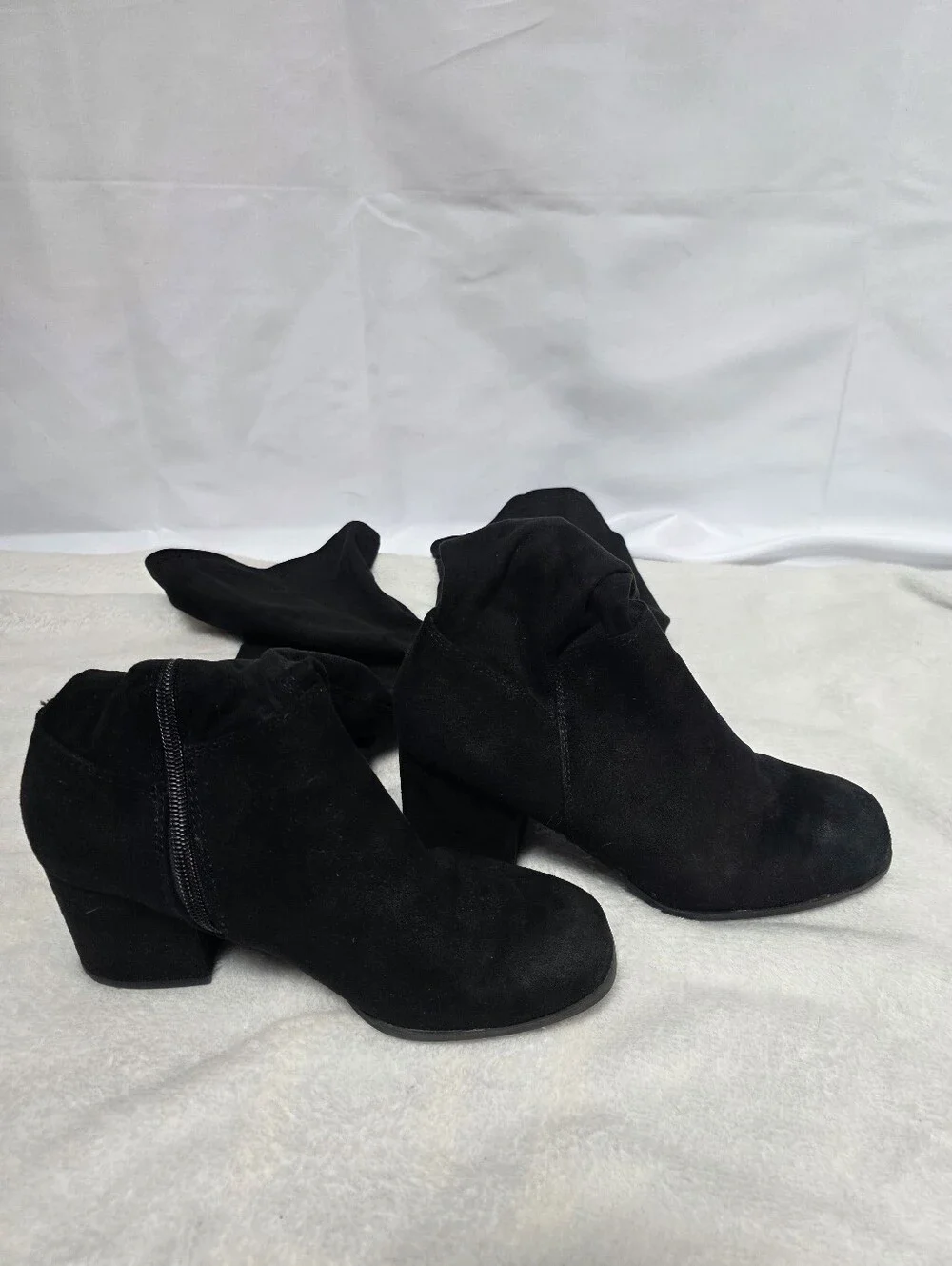 Christian Siriano Black Suede Over-the-Knee Block Heel Boots- Sizd 7 1/2